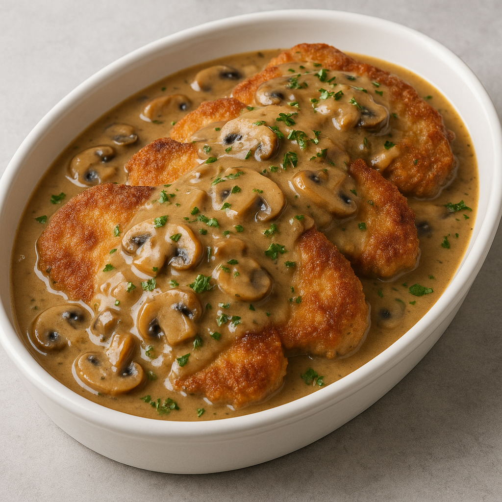 Jägerschnitzel (Hunter’s Schnitzel) with Mushroom Gravy