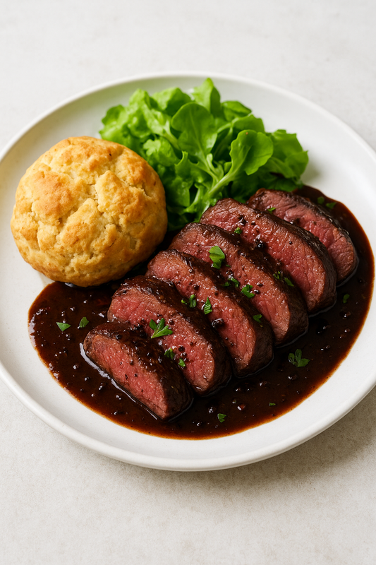 Aussie Bush Pepper Kangaroo with Wattleseed & Macadamia Damper