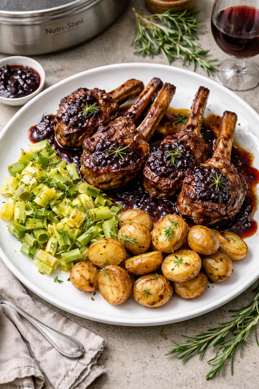 Lamb Chops with Blackcurrant–Rosemary Reduction