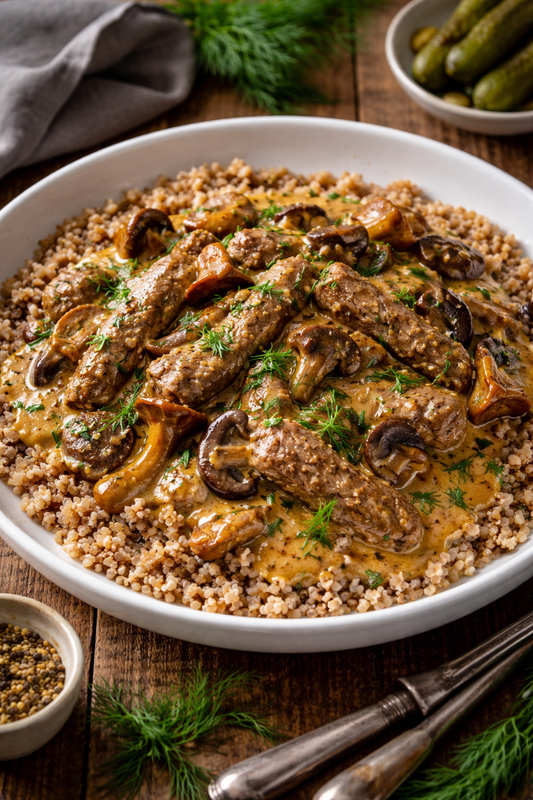 Siberian Juniper Venison with Wild Mushrooms & Smoked Paprika Cream