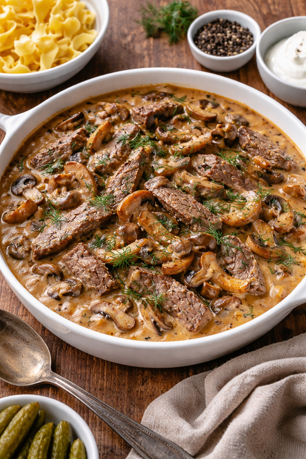 Siberian Beef Stroganoff with Wild Mushrooms & Black Garlic Cream
