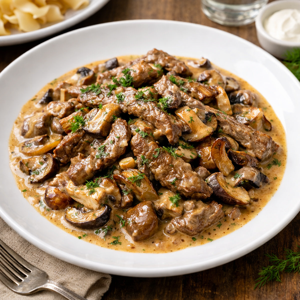 Siberian Mushroom & Beef Stroganoff