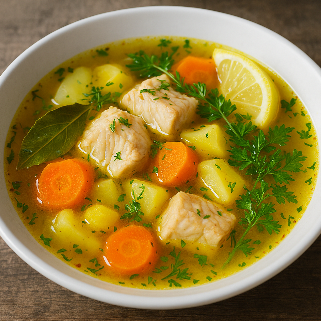 Exotic Russian Saffron Ukha (Hearty Fish Soup)