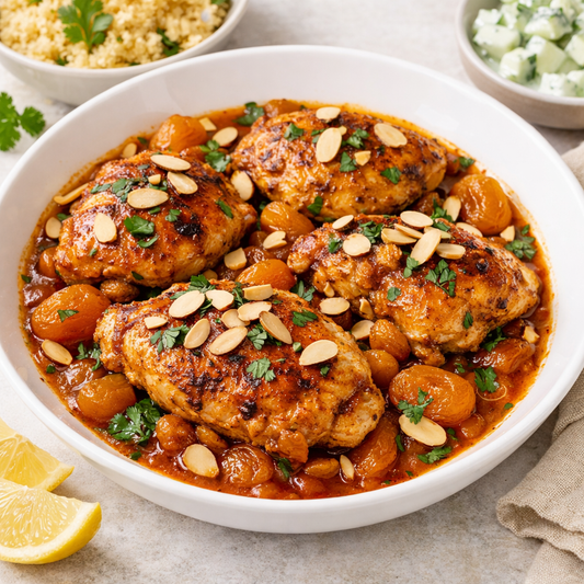 Harissa-Spiced Chicken with Apricot & Almond