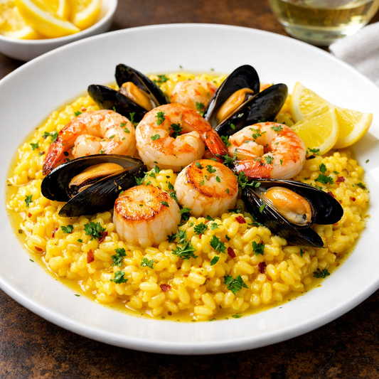 Exotic Italian Saffron Seafood Risotto