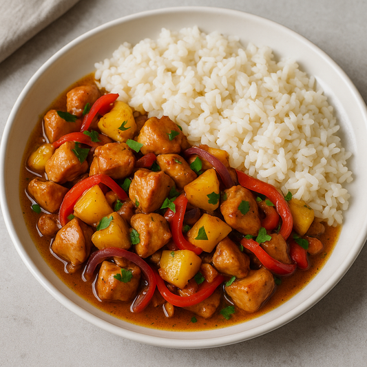 Caribbean Pineapple Rum Chicken with Coconut Rice