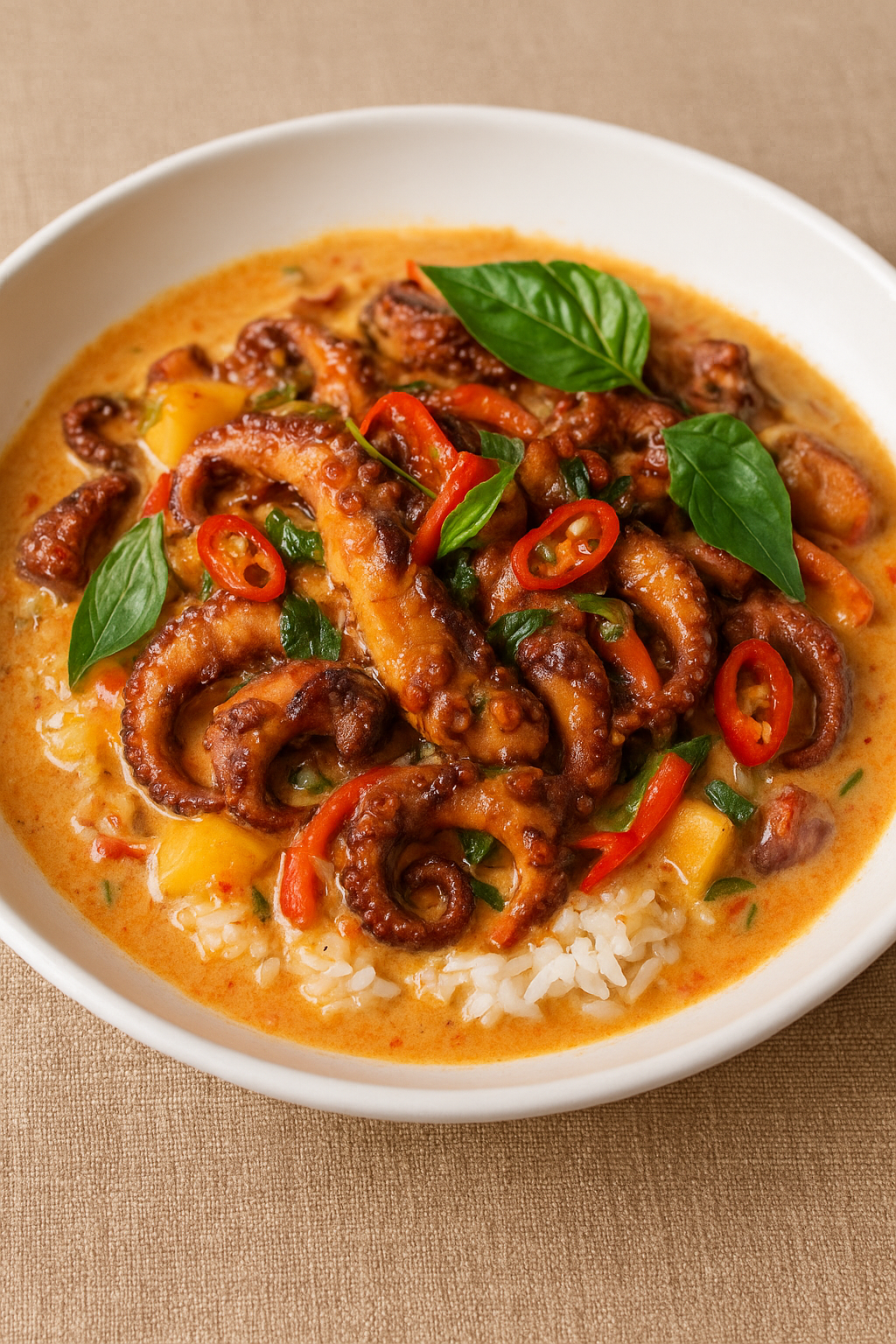 Coconut Chili Octopus Stir-Fry