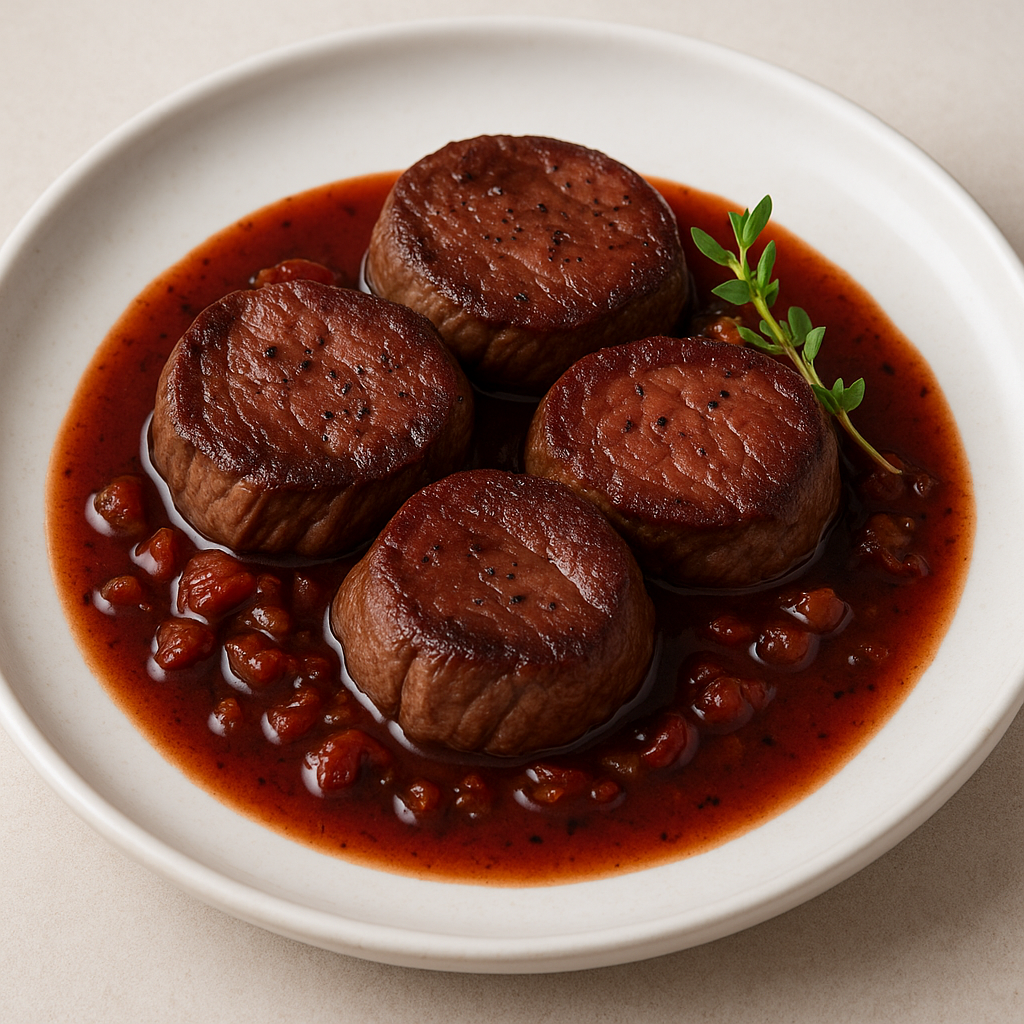 Bush Tomato & Kangaroo Fillet Medallions in Red Wine Reduction