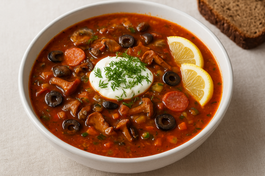 Exotic Russian Mushroom Solyanka (Hearty Sour Soup)