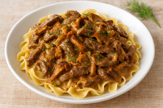 Beef Stroganoff with Wild Chanterelles & Dill