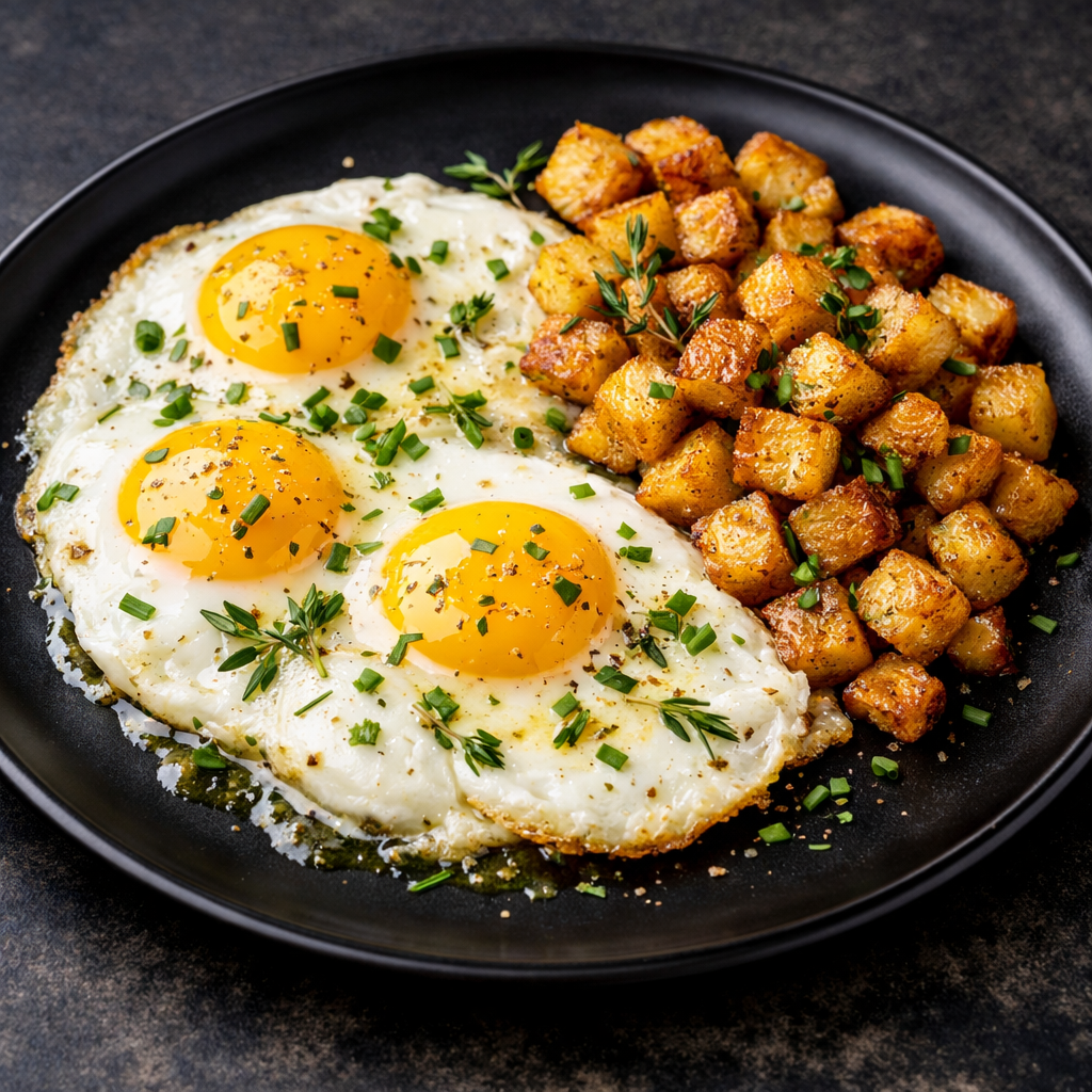 Savory Herb Butter Eggs with Crispy Potatoes