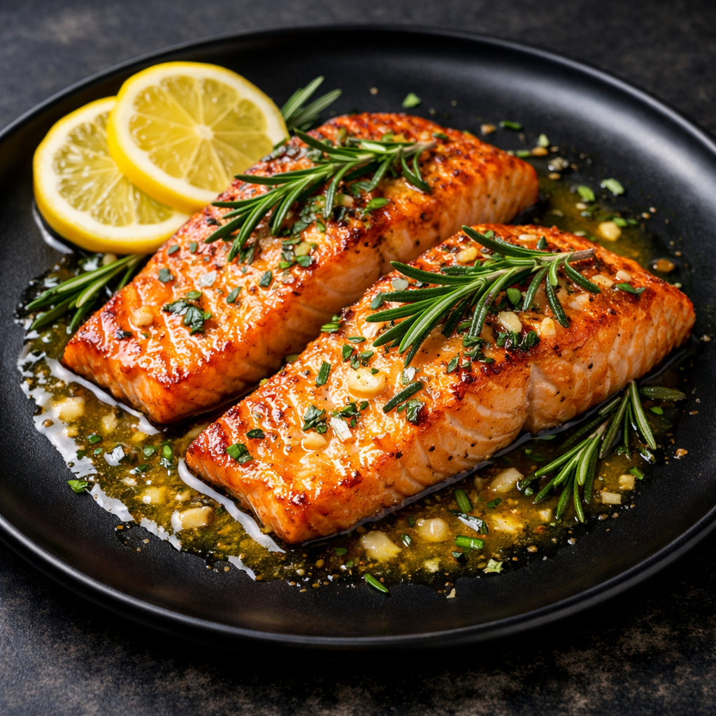 Lemon‑Rosemary Butter Salmon