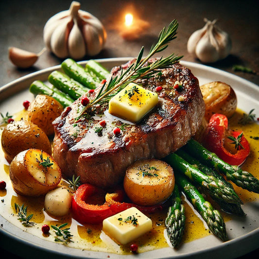 Garlic Butter Steak with Roasted Veggies