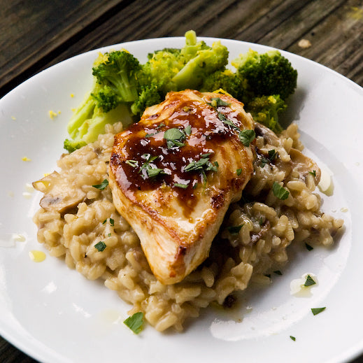 Pan-Seared Chicken Breast with Mushroom Risotto